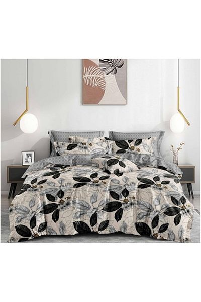 OEM Double Bed Sheets, 6 Pieces, 2 Persons, 180x200 cm, Unique Leaf Print, Multicolor