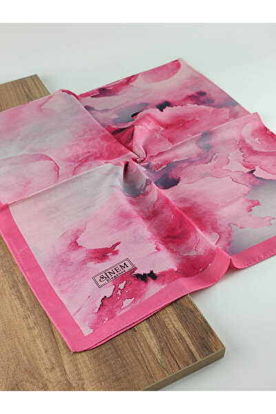 İpekel Pembe Serisi Desenli Dijital Elegance Pamuklu Eşarp Yazma SNM1045-05