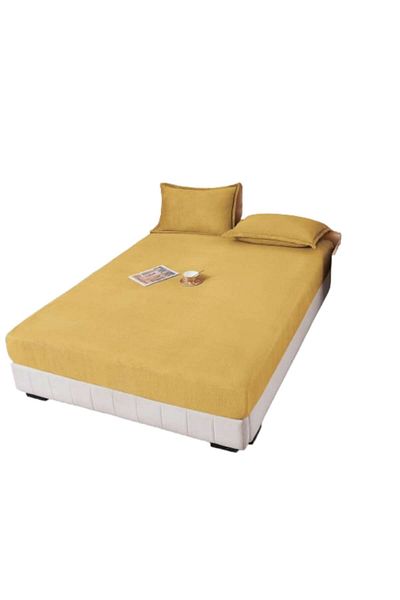 OEM Husa si 2 fete perna, Cocolino, 3 Piese, 160x200cm, Galben Mustar