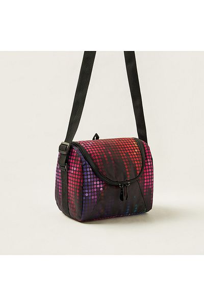 Juniors Printed Lunch Bag with Adjustable Strap and Zip Closure