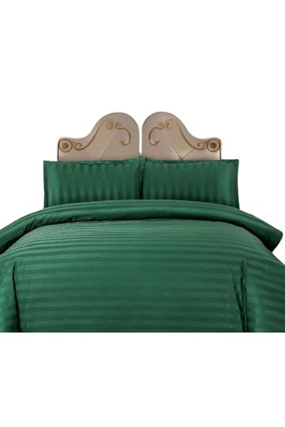 OEM Double Bed Sheet with Elastic, Damask, 2 Persons, 180x230 cm, Uni, Bottle Green