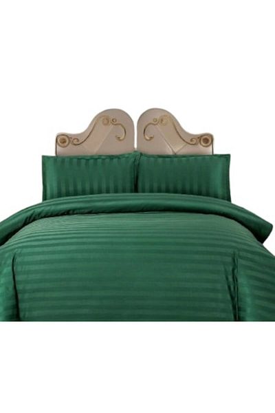 OEM Double Bed Sheet with Elastic, Damask, 2 Persons, 180x230 cm, Uni, Bottle Green