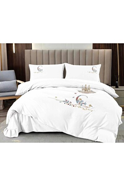 OEM Double Bed Embroidered Sheet Set, Finet, 4 pieces, 245x250cm, White