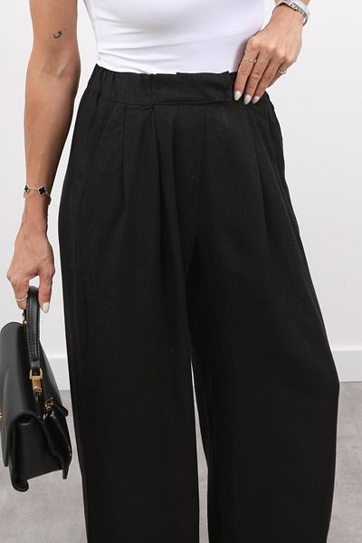 Suzi Linen Mixed Trousers with Elastic Waist 4S169