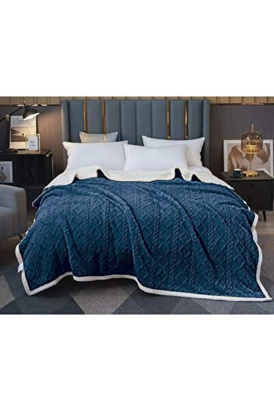 OEM Double Bed Blanket, Tricot Style, Uni, 230x250cm, Navy Blue