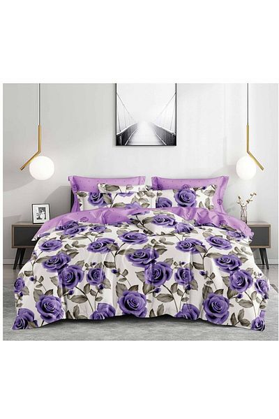 OEM Double Bedding Set, 6 Pieces, 2 Persons, 180x200 cm, Multicolor, Rose Print