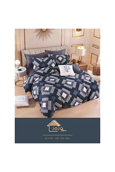 JOJO HOME Lenjerie de pat, Jojo Home, Imprimeu Abstract, 6 piese, 2 persoane, 245x250cm, Finet Superior, Multi