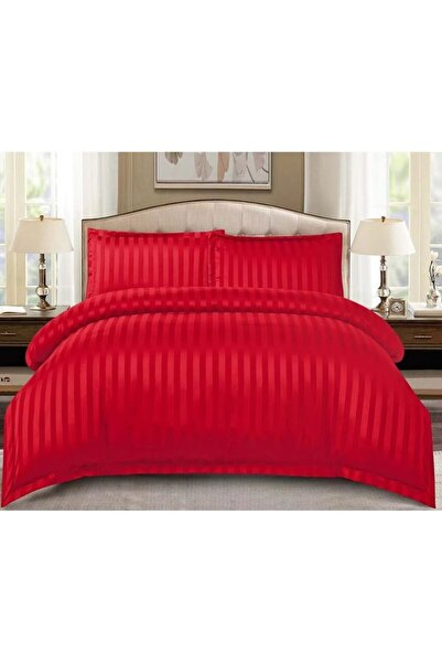 OEM Lenjerie de pat dublu, Primavara, Damasc, cearsaf cu elastic, 4 piese, 2 persoane, Uni, 180x200cm, R