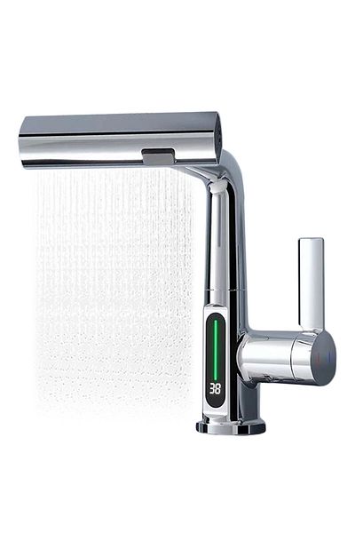 GlowforHome Sink mixer, GlowforHome, stainless steel, 35 mm connection, intelligent LCD water temperature display