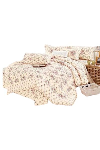 OEM Luxury Bedding Set with Ruffles, Fine Cotton, 4 Pieces, Coral Floral, Multicolor