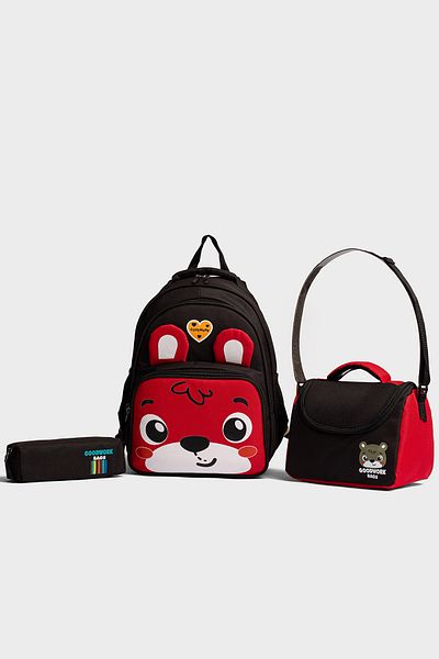 Go Veform Set de 3 genți de școală – rucsac, cutie de prânz cu termos și suport pentru stilou GV7210 negru