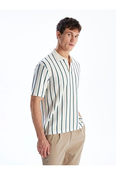 LC Waikiki Lcw Vision Polo Neck Striped Combed Cotton Men's T-Shirt
