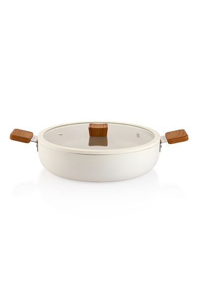 Schafer Ceremonial Ceramic Oblate Pot 30 Cm-Cream