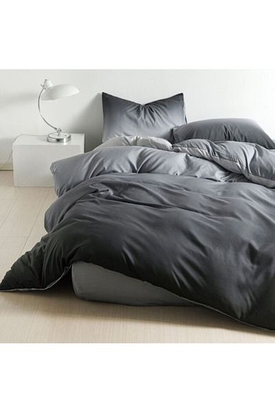 OEM Double Bed Linen, Satin Cotton, 4 Pieces, 2 People, 240x250cm, Dark Gray Gradient Print
