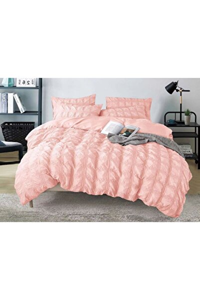 OEM Double bed linen, Sonia-Home, Finet, simple, crepe, 6 pieces, 2 persons, 220x240cm, Coral