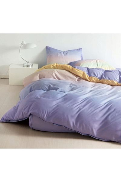 OEM Bedding Set, Elastic Sheet, Finet, Single, 4 Pieces, Gradient Print, 140x200cm, Lilac-Beige