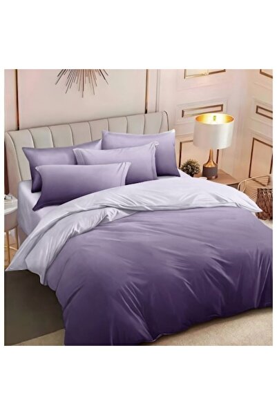 OEM Set lenjerie de pat dublu, 6 piese, 240x250cm, material satinat din bumba...