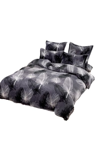 JOJO HOME Lenjerie de pat, Jojo Home, Cocolino, 2 persoane, 6 piese, Pene Bicolore, 200x230cm, Multicolor