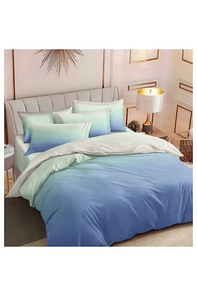 OEM Set pat dublu, 6 piese, 240x250cm, satin de bumbac, albastru cer