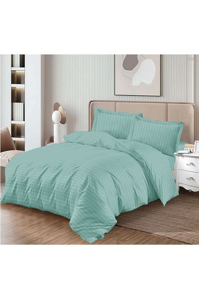 OEM Bed Linen, Damask, with Elastic, 4 Pieces, 2 Persons, 180x200 cm, Duck Egg Green