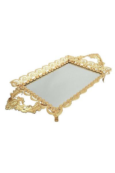 OEM Metal fruit tray with mirror and handles, 53x8 cm