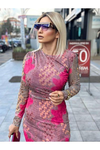 Kokoşum Butik 4041 Φόρεμα με επένδυση από τούλι ροζ