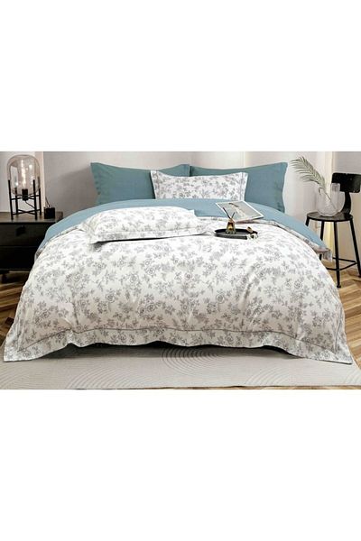 OEM Luxury Bedding Set, Jojo Home, Fine Cotton, 6 pieces, 2 persons, 180x200cm, Floral Print, Ivory-Petr