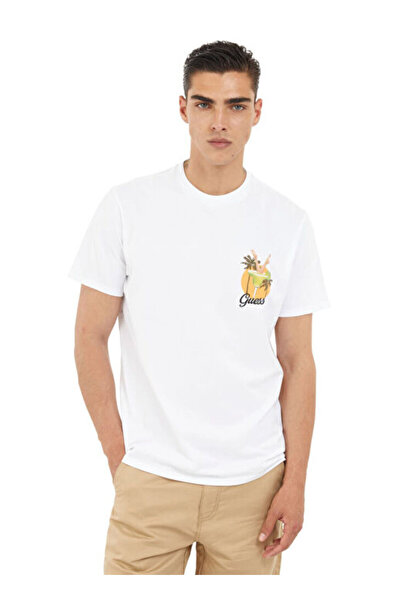 Guess Men White Ss Bsc PAcific Beach Club Tshirt