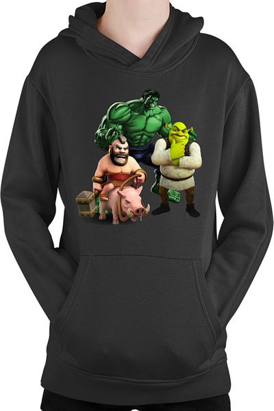 OEM Hanorac Copii Hulk Shrek Clash of Clans Pig Ride Survival