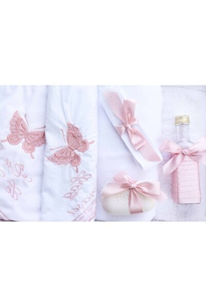 OEM Trusou Botez, 7 Piese, Model Fluturas Brodat, Alb-Roz