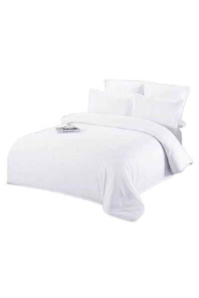 OEM Lenjerie de pat dublu, Damasc, 6 piese, 2 persoane, 200x230cm, Alb