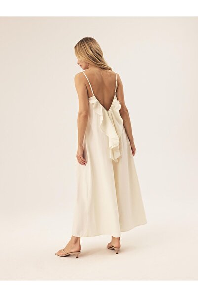 ESOTIQ Summer Dress Maxi Beach Cover with V-Back Ruffle & Thin Straps | Verona