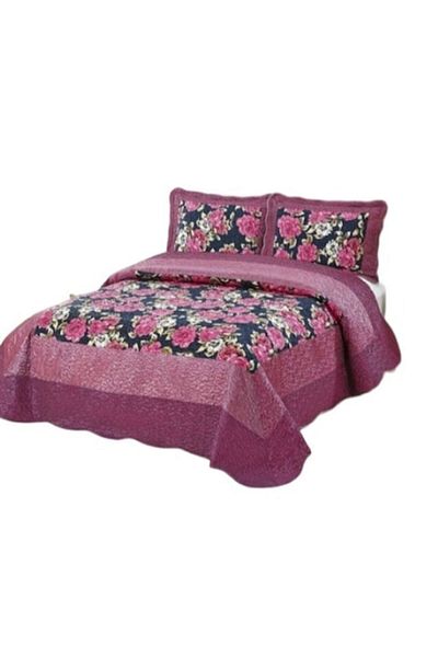 OEM Double Bedspread, Organza Silk Type, 3 Pieces, 230x250 cm, Cyclamen