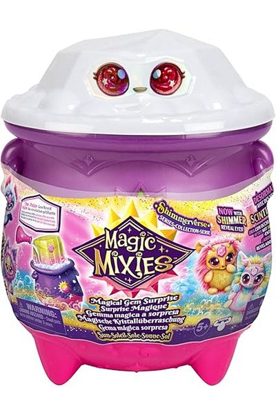 Magic Mixies Gem Surprise Cauldron Sun with Shimmer Eyes & 2 Solar Surprises – Plush Toy Inside