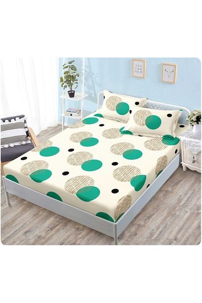OEM Bed Sheet, 2 persons, 160x200 cm, circle print, multicolor