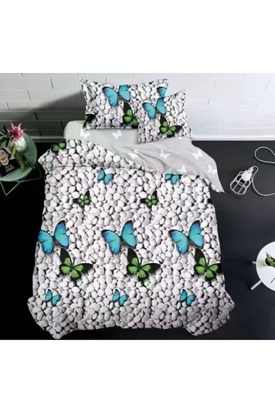 OEM Bed Linen, Nature Print, 4 Pieces, 1 Person, 155x220cm, Finet Satin, Multicolor