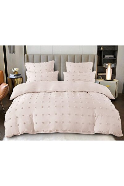 OEM Bed linen, Plain, Finet, Grofat Polka Dot Pattern, 6 pieces, 2 persons, 230x250cm, Beige