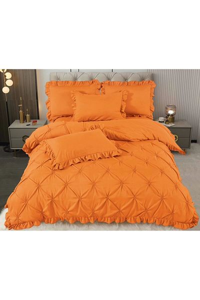 OEM Embroidered Double Bed Linen, Finet, 4 Pieces, 2 Persons, 230x250cm, Orange
