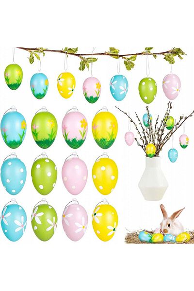 Melliex Set of 12 Easter eggs, plastic, multicolor, 3.8 x 5.5 cm