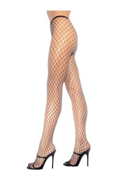 Leg Avenue - Ciorapi, Spandex cu diamant, Plasă neagră, Mărime universală