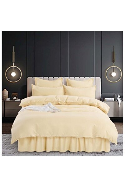 JOJO HOME Double bed linen with ruffles, Jojo Home, 6 pieces, 2 people, Uni, 200x220cm, Cream White