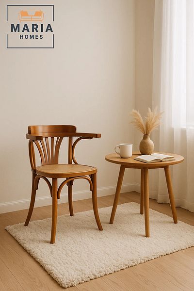 MARIA HOMES Classic Bentwood Wooden Armchair with Cane Seat – Vintage Café Style