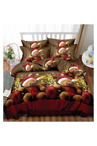 OEM Bed Linen, Elastic Sheet, Finet, 2 Persons, 6 Pieces, Cute Teddy Bear, 180x200cm, Multicolor