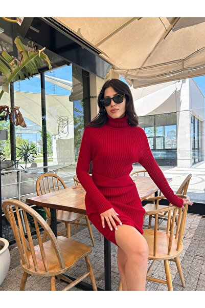 Puella Long Sleeve High Neck Midi Knitwear Dress