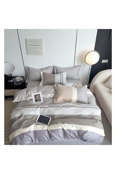 OEM Double Bedding Set, Stripes, 2 Persons, 240x250cm, Finet, Multicolor