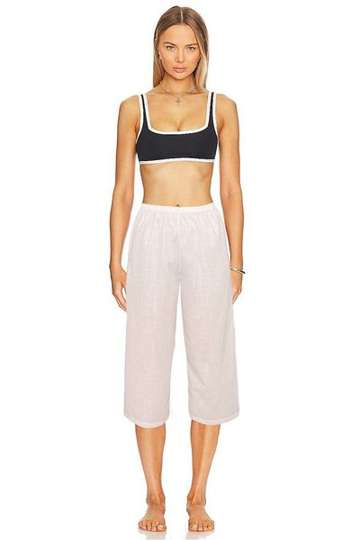 By Piera 100% Cotton Linen Trouser Skirt Shaped Underwear Lining Knee Length Ecru