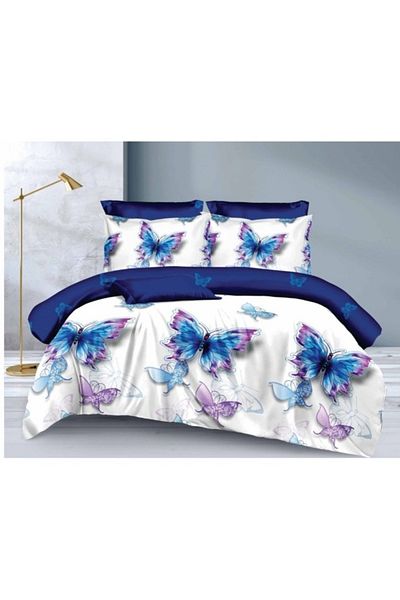 OEM Double Bed Bedding, 6 Pieces, 2 Persons, 180x200 cm, Multicolor Butterfly Print