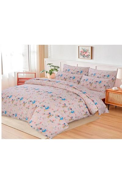 OEM Lenjerie de pat dublu, 6 piese, 2 persoane, 180x200 cm imprimeu floral, multicolor