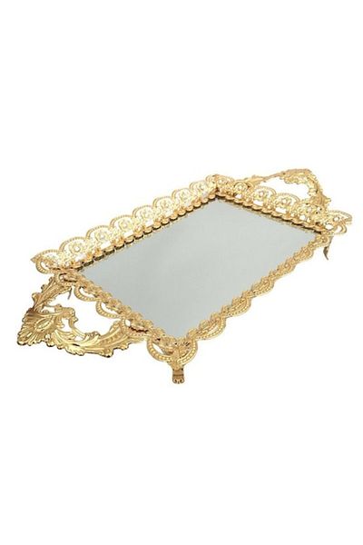 OEM Metal fruit tray with mirror and handles, 53x8 cm