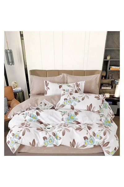 OEM Double Bed Linen, Two Sided, Pastel Flower Print, 6 Pieces, 180x200cm, Finet Satin, Multicolor